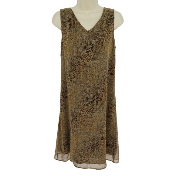 Robbie Bee Womens 8 Snakeskin Print All Silk Sheath Dress Sleeveless VTG 1990s - Picture 1 of 9